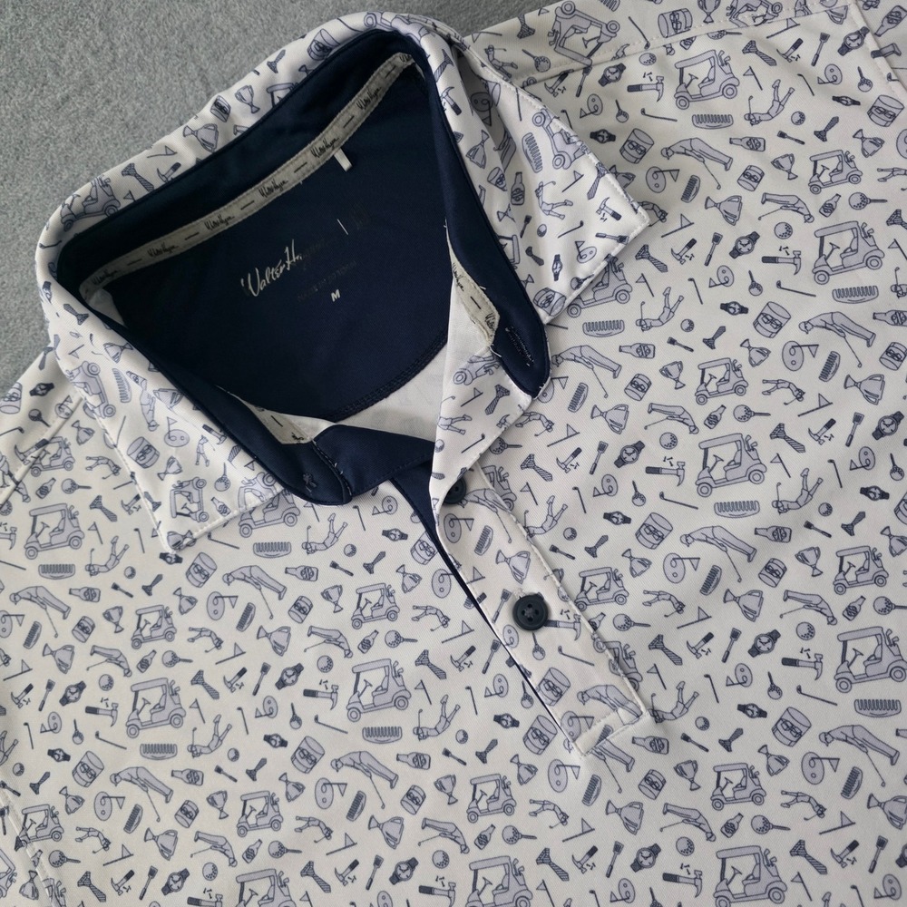 Walter Hagen Golf Polo Shirt Mens Size M All Over Print Short Sleeve Collared
